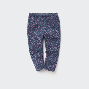 Baba Uniqlo Fleece Berry Print Leggings Kék | KVOBD-2058