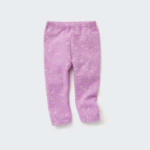 Baba Uniqlo Fleece Cat Print Leggings Rózsaszín | FEWIT-7381