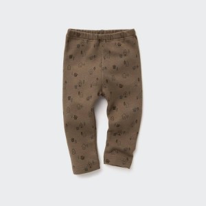 Baba Uniqlo Fleece House Print Leggings Barna | FKLEO-2531