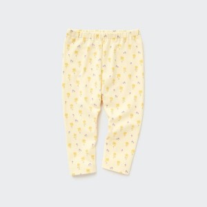 Baba Uniqlo Flower Print Leggings Sárga | XYVBA-1760