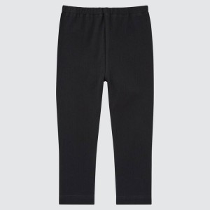 Baba Uniqlo Pamut Bordázott (2021 Season) Leggings Fekete | TSLDF-5329