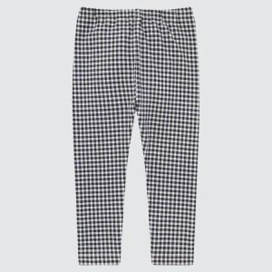 Baba Uniqlo Pamut Checked (2021 Season) Leggings Fekete | FQZUA-9203