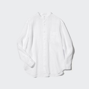 Férfi Uniqlo 100% Premium Linen Regular Fit (Grandad Collar) Ingek Fehér | VDCSI-2657