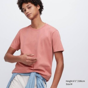 Férfi Uniqlo 100% Supima Pamut Crew Neck Rövid Sleeved Póló Rózsaszín | VERPA-0873