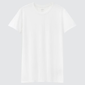 Férfi Uniqlo Airism Crew Neck Póló Fehér | NCOMT-1432