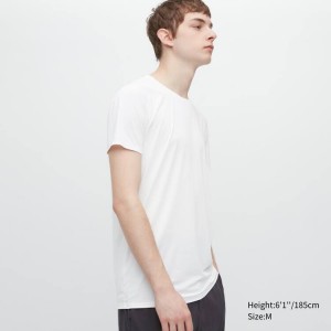 Férfi Uniqlo Airism Crew Neck Rövid Sleeved Póló Fehér | XPMKF-7156