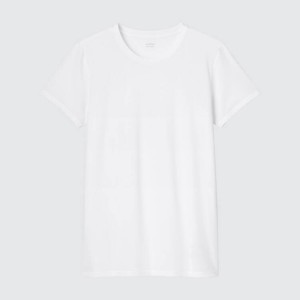 Férfi Uniqlo Airism Dry-ex Mesh Crew Neck Rövid Sleeved Póló Fehér | SJXNW-6948