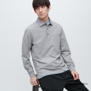 Férfi Uniqlo Airism Long Sleeve Pólóing Szürke | FCVQI-9673