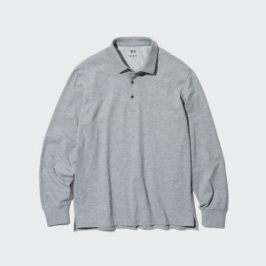 Férfi Uniqlo Airism Long Sleeved Pólóing Szürke | QZXNI-8925