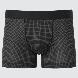 Férfi Uniqlo Airism Low Rise Checked Boxers Fehérnemű Fekete | TKNGA-4873