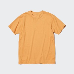 Férfi Uniqlo Airism Pamut Crew Neck Póló Narancssárga | MQJHX-0374