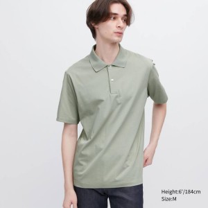 Férfi Uniqlo Airism Rövid Sleeve Pólóing Zöld | IXUEQ-6319