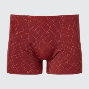 Férfi Uniqlo Airism Seamless Printed Boxers Fehérnemű Piros | DBICN-0643