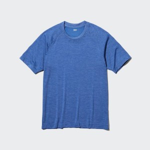 Férfi Uniqlo Dry-ex Crew Neck Póló Kék | PWTOV-5170