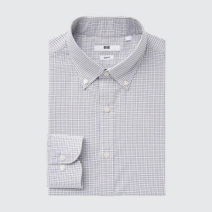 Férfi Uniqlo Easy Care Stretch Slim Fit Checked (Button-down Collar) Ingek Barna | MTFPX-7652