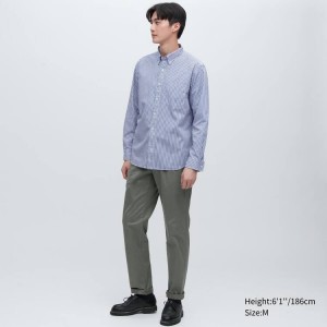 Férfi Uniqlo Extra Fine Pamut Broadcloth Regular Fit (Button-down Collar) Ingek Kék | VLNKB-2637