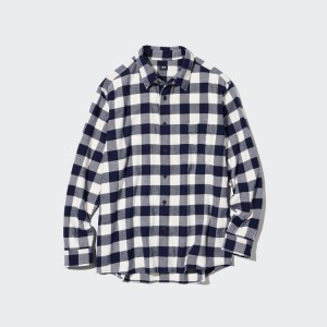 Férfi Uniqlo Flannel Regular Fit Checked (Regular Collar) Ingek Fehér | EFAUK-7064