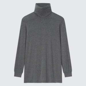 Férfi Uniqlo Heattech Turtleneck Long Sleeved Thermal Felsők Sötétszürke | TQHYE-7163