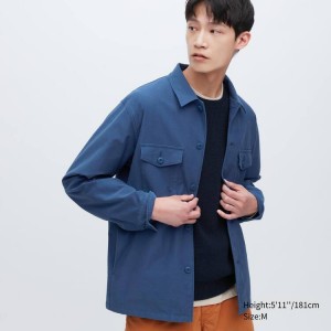 Férfi Uniqlo Jersey Overshirt Kabát Kék | MTWOY-7829