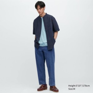 Férfi Uniqlo Pamut Denim Relaxed Fit Ankle Length Nadrág Kék | BNLCT-3258