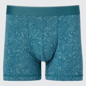 Férfi Uniqlo Pamut Low Rise Printed Boxer Fehérnemű Zöld | FUJEL-1547