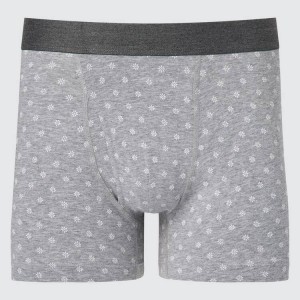 Férfi Uniqlo Pamut Printed Boxer Fehérnemű Szürke | QAKFO-9872