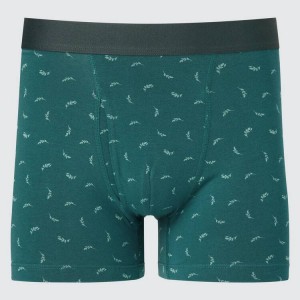 Férfi Uniqlo Pamut Printed Boxer Fehérnemű Zöld | NHMUG-1467