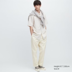 Férfi Uniqlo Pamut Relaxed Fit Ankle Length Nadrág Fehér | DKMJE-4370