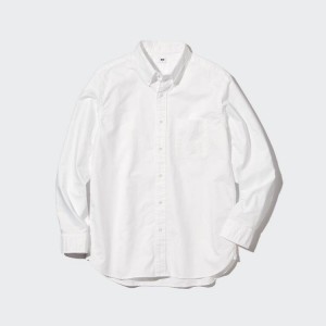 Férfi Uniqlo Regular Fit Oxford (Button-down Collar) Ingek Fehér | ONHRQ-0127