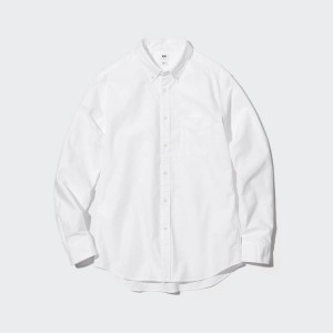 Férfi Uniqlo Slim Fit Oxford (Button-down Collar) Ingek Fehér | TZPMS-2807