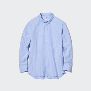 Férfi Uniqlo Slim Fit Oxford (Button-down Collar) Ingek Kék | XHPCQ-7936