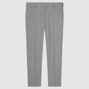 Férfi Uniqlo Smart Kényelem Glen Checked Ankle Length (Long) Nadrág Szürke | AXKRN-1478