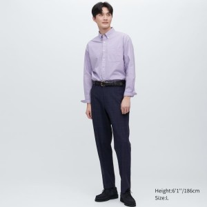 Férfi Uniqlo Smart Patterned Ankle Length (Long) Nadrág Sötétkék | NOUYM-9743