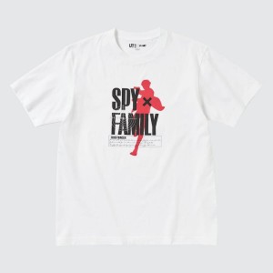 Férfi Uniqlo Spy X Family Ut Grafika Póló Fehér | TYZEP-8409