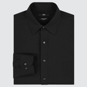 Férfi Uniqlo Super Non-iron Slim Fit (2021 Season) Ingek Fekete | QXYUN-9301