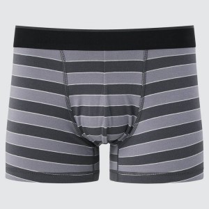 Férfi Uniqlo Supima Pamut Low Rise Csíkos Boxer Fehérnemű Sötétszürke | FEGHQ-2473