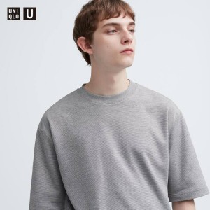 Férfi Uniqlo U Airism Pamut Csíkos Oversized Crew Neck Half Sleeve Póló Fehér | XTEKN-1270