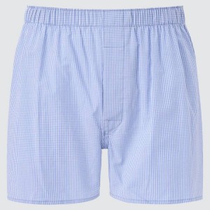 Férfi Uniqlo Woven Checked Boxer Fehérnemű Kék | EXUFQ-0793