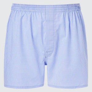 Férfi Uniqlo Woven Checked Boxer Fehérnemű Kék | BVFYL-5209