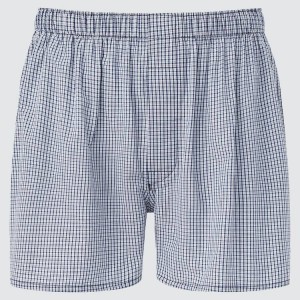 Férfi Uniqlo Woven Checked Boxer Fehérnemű Sötétkék | LRWOY-3514