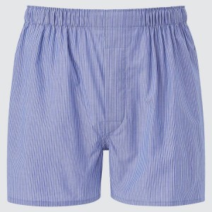 Férfi Uniqlo Woven Csíkos Boxer (2021 Season) Fehérnemű Kék | DESYN-3621