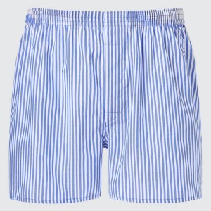 Férfi Uniqlo Woven Csíkos Boxer Fehérnemű Kék | TCLAB-7365