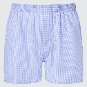 Férfi Uniqlo Woven Gingham Checked Boxer Fehérnemű Kék | OVUDL-7912