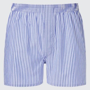 Férfi Uniqlo Woven London Csíkos Boxer Fehérnemű Kék | RWTES-5634