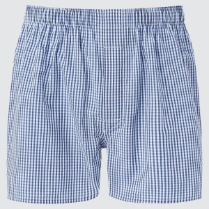 Férfi Uniqlo Woven Multicoloured Checked Boxer Fehérnemű Kék | GIJUX-0415