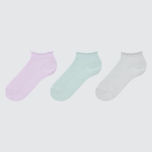 Gyerek Uniqlo Bordázott Rövid (Three Pairs) Zokni Rózsaszín Zöld Szürke | HQBLT-8596