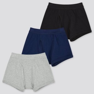 Gyerek Uniqlo Boxer (Three Pack) (2021 Season) Fehérnemű Szürke Kék Fekete | TSNZL-8342