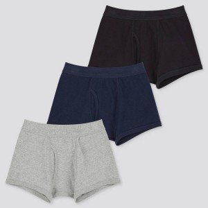 Gyerek Uniqlo Boxer (Three Pack) Fehérnemű Szürke Kék Fekete | YKZWU-6458