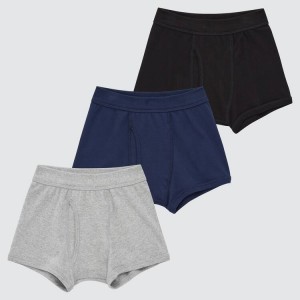 Gyerek Uniqlo Boxers (Three Pack) Fehérnemű Szürke Kék Fekete | OURJL-5927