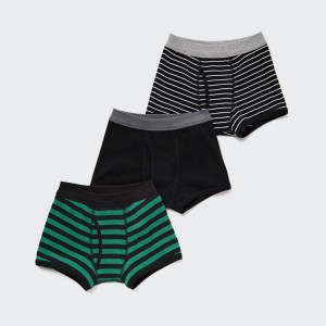 Gyerek Uniqlo Csíkos Boxer (Three Pairs) Fehérnemű Fekete Zöld Szürke | RPEHM-4197